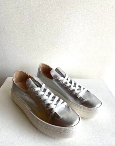 Ateliers - Silver Leather Platform Sneakers