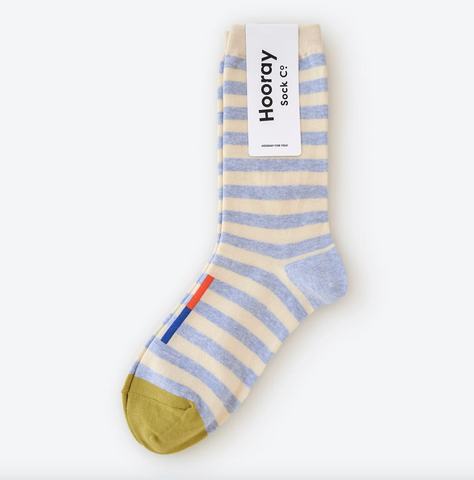 Hooray Sock Co - Light Blue Striped Socks (Small/Medium)
