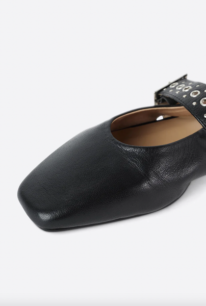 Intentionally Blank - Slingback Flat in Black Leather