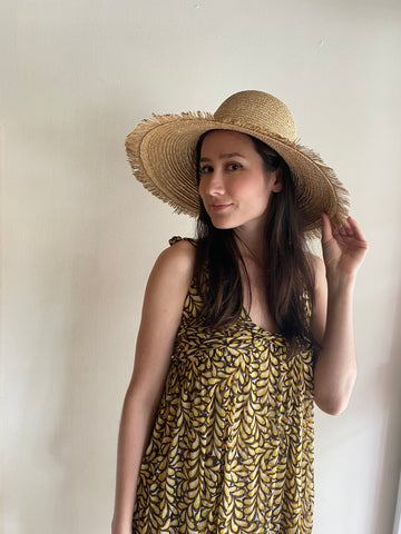 Brixton - Wide Brim Straw Sun Hat w/raw fringe edge