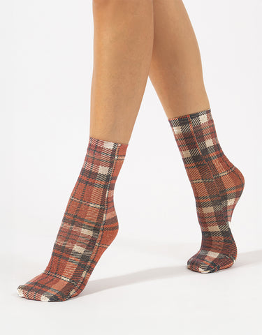 Cette - Glitter Ginger Tartan Socks