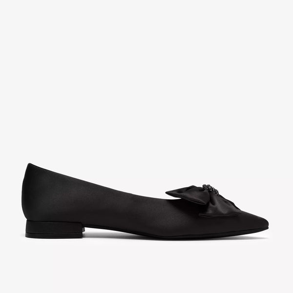 Clarks - Satin Rhinestone Bow Flat in Black