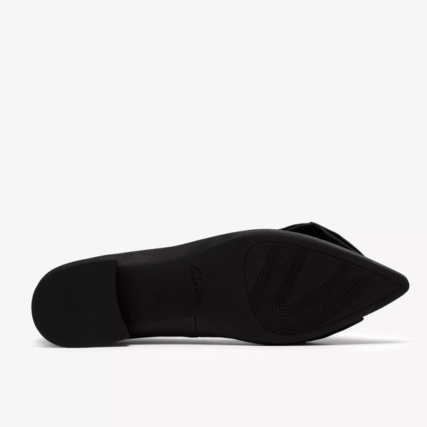 Clarks - Satin Rhinestone Bow Flat in Black