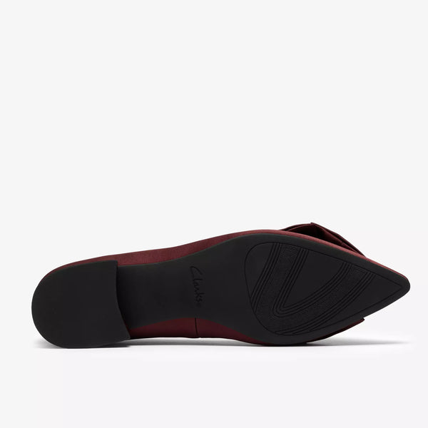 Clarks - Satin Rhinestone Bow Flat in Burgundy