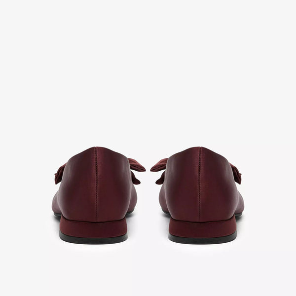 Clarks - Satin Rhinestone Bow Flat in Burgundy