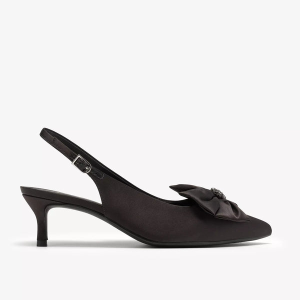 Clarks - Satin Rhinestone Bow Heel in Black