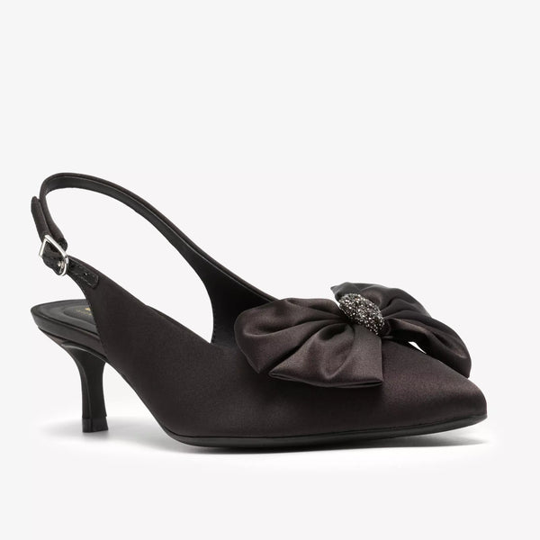 Clarks - Satin Rhinestone Bow Heel in Black