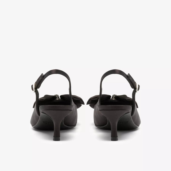 Clarks - Satin Rhinestone Bow Heel in Black