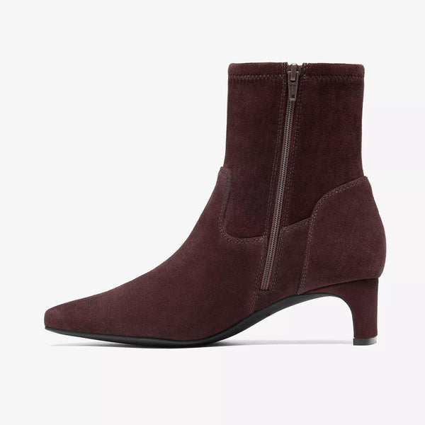 Clarks - Stretchy Suede Heeled Boot in Cocoa