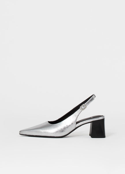 Vagabond - Silver Leather Slingback Heel