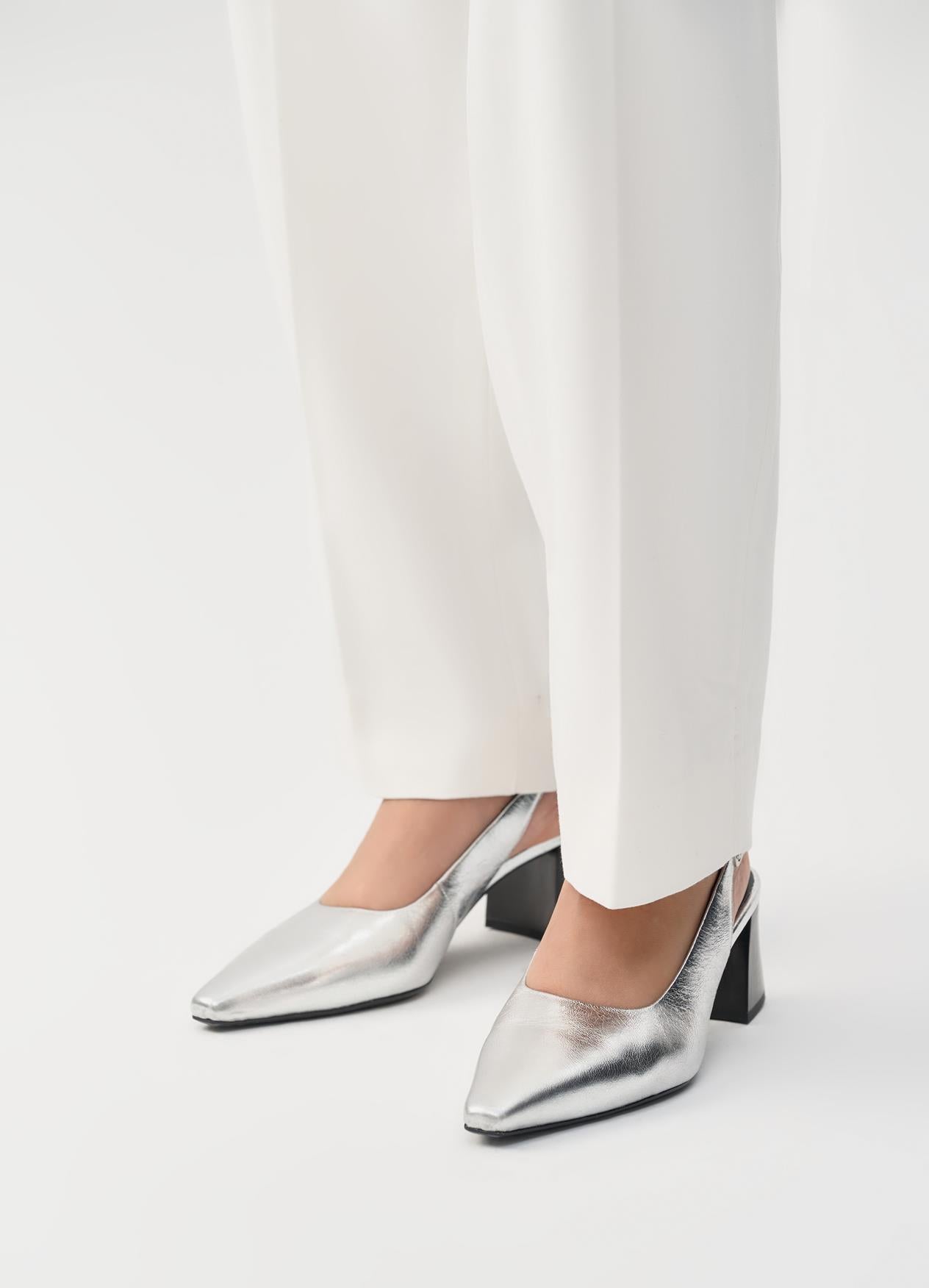 Vagabond - Silver Leather Slingback Heel