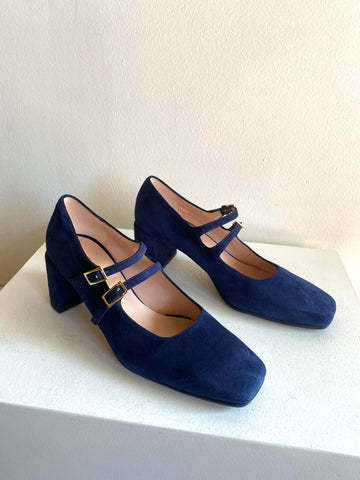 Ateliers - Heeled Mary Jane in Blue Suede