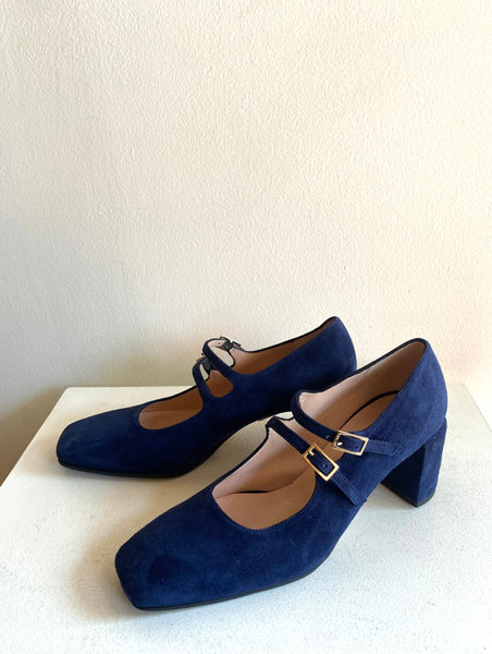 Ateliers - Heeled Mary Jane in Blue Suede