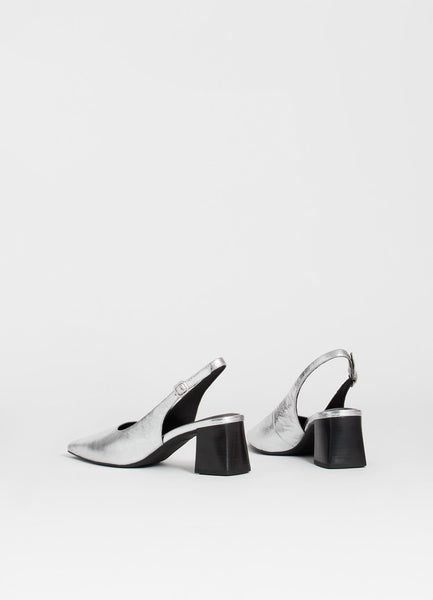 Vagabond - Silver Leather Slingback Heel