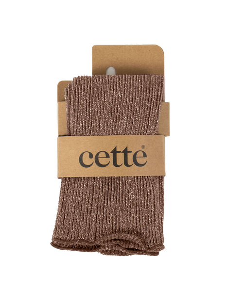 Cette - Ribbed Glitter Knee Highs in Caffe