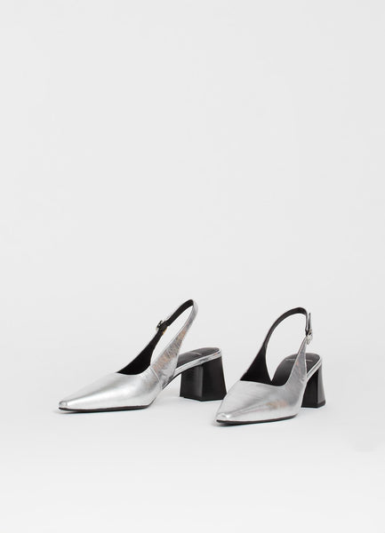 Vagabond - Silver Leather Slingback Heel