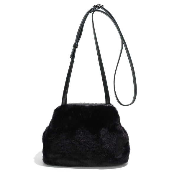 Co-Lab - Frame Crossbody Bag in Black Faux Fur