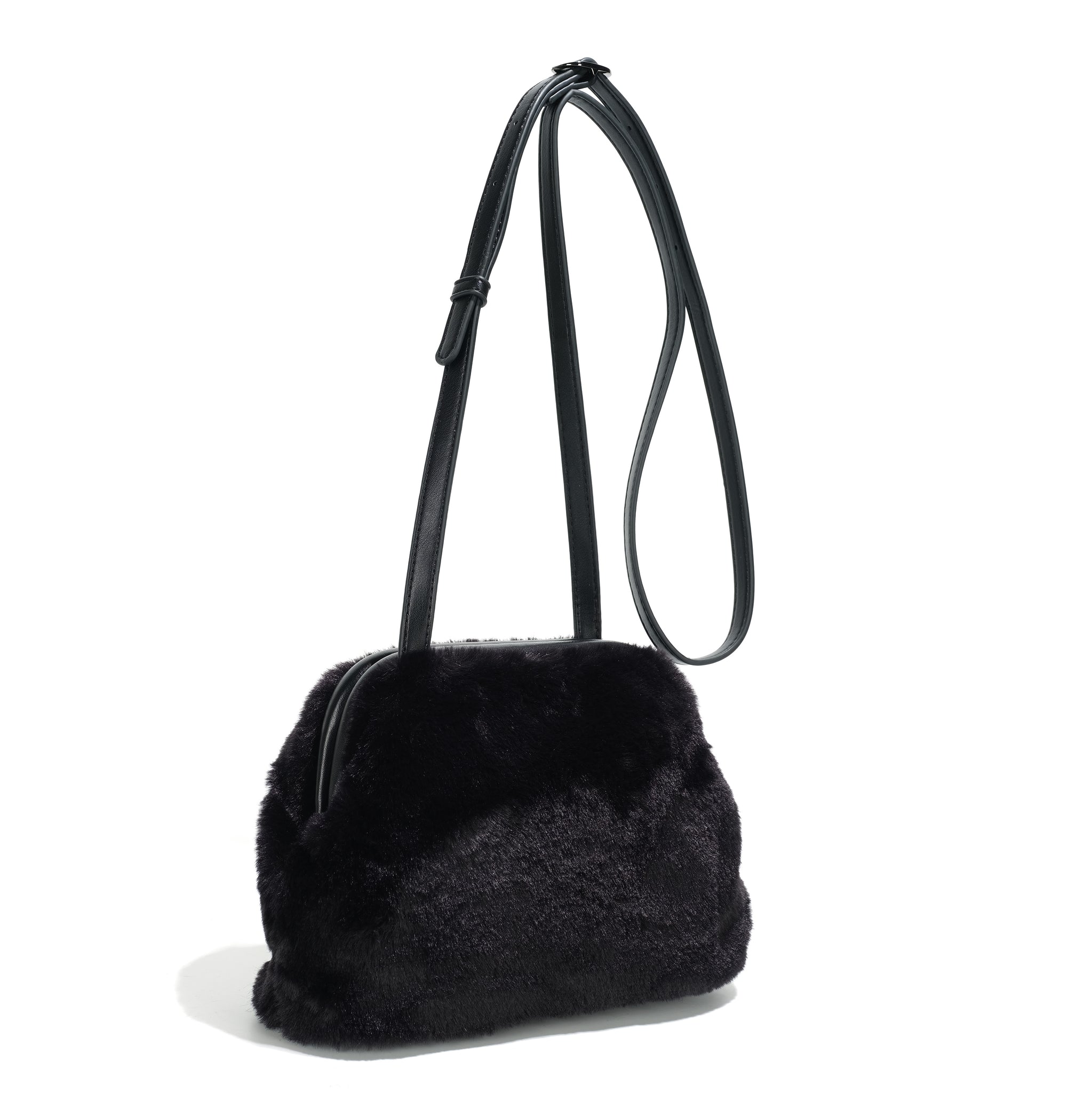 Co-Lab - Frame Crossbody Bag in Black Faux Fur