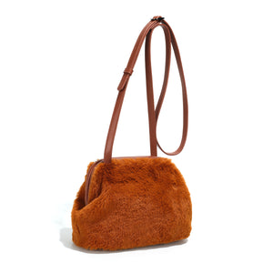 Co-Lab - Frame Crossbody Bag in Cinnamon Faux Fur