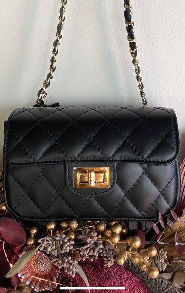 Marlon - Quilted Leather Crossbody in Black