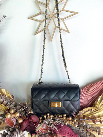 Marlon - Quilted Leather Crossbody in Black