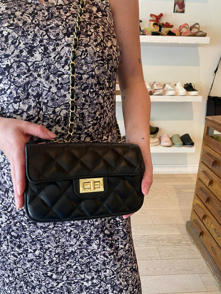 Marlon - Quilted Leather Crossbody in Black