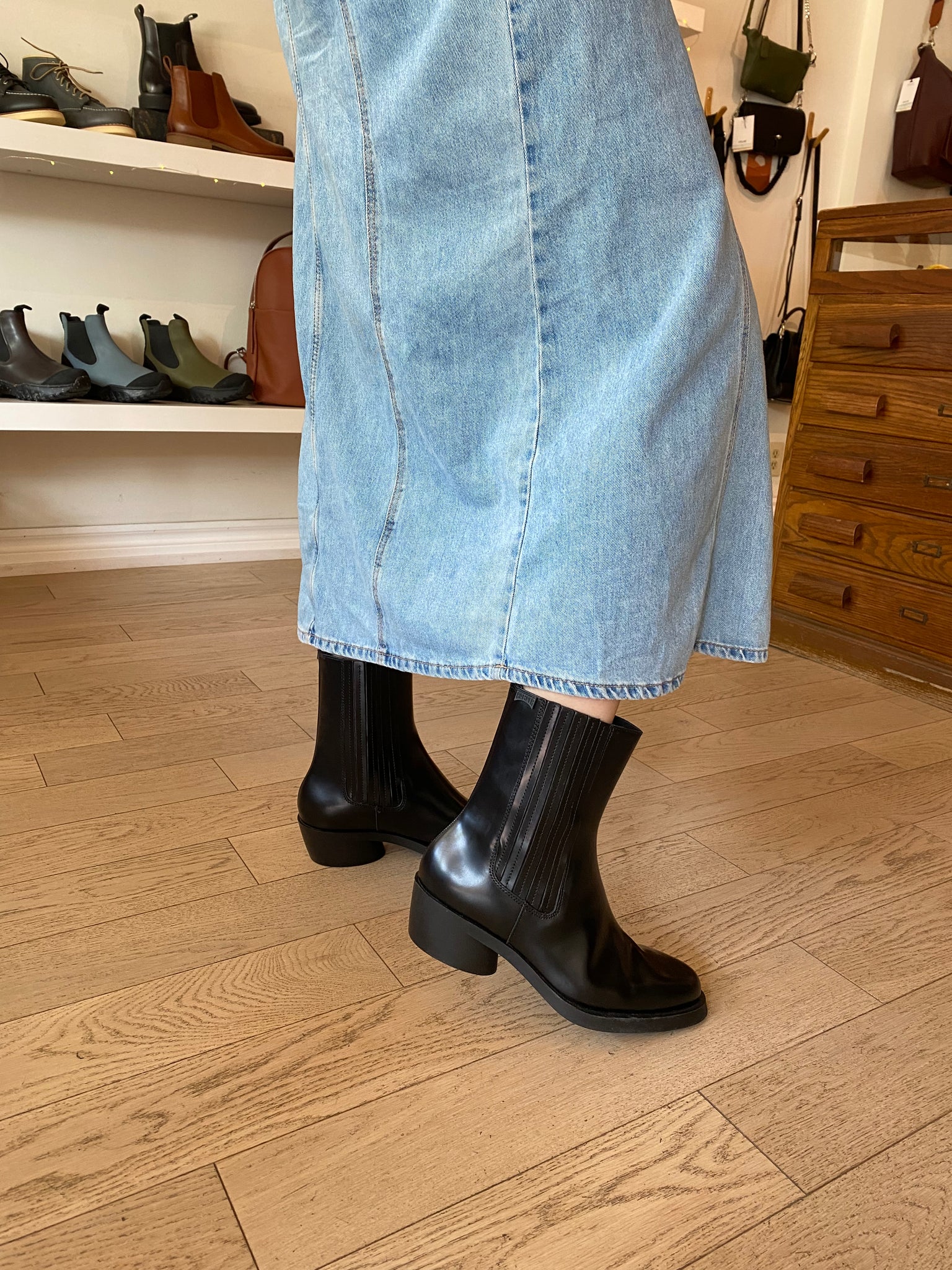 Camper - Western Chelsea Boot in Black Leather