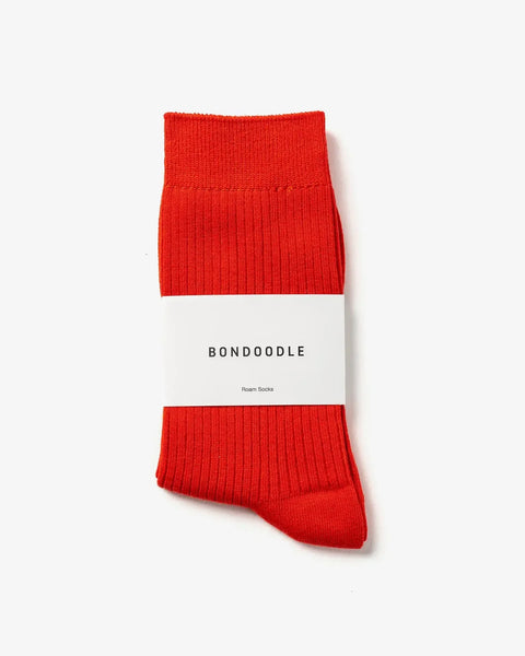 Bondoodle - Cotton Crew Socks in Tomato Red