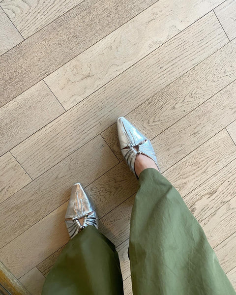 Intentionally Blank - Metallic Leather Slide in Mercury