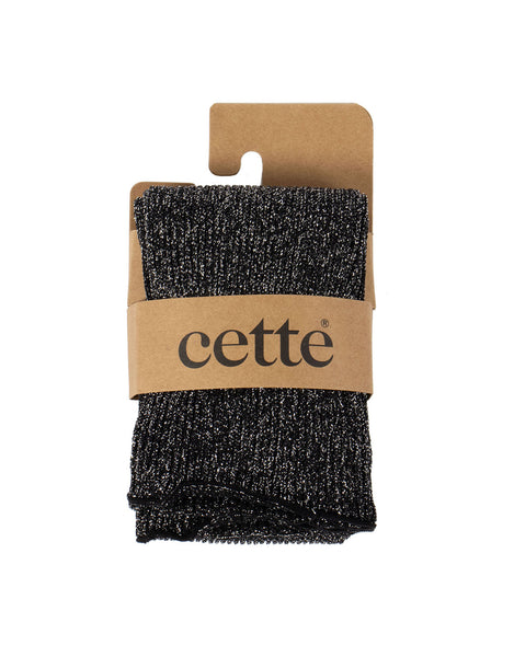 Cette - Ribbed Glitter Knee Highs in Black