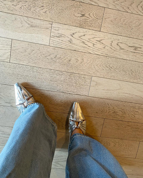 Intentionally Blank - Metallic Leather Slide in Mercury