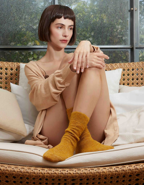 Cette - Alpaca Wool Socks in Sunflower