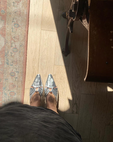 Intentionally Blank - Metallic Leather Slide in Mercury