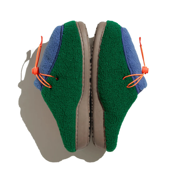 Subu - Cozy Slippers in Green & Blue Fleece