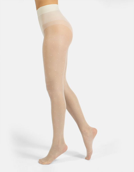 Cette - Sheer Pin Dot Tights in Off-White