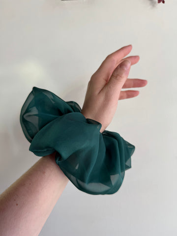 Rachel Rose - Organza Scrunchie in Forest Green