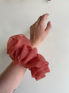 Rachel Rose - Organza Scrunchie in Coral