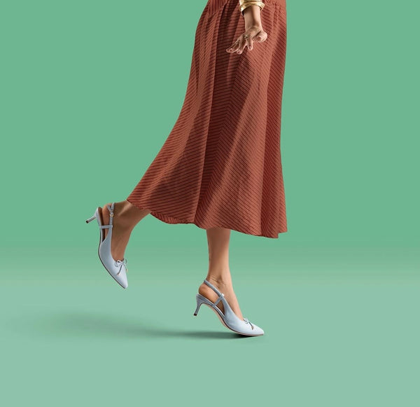 Clarks - Slingback Heel in Light Blue Leather