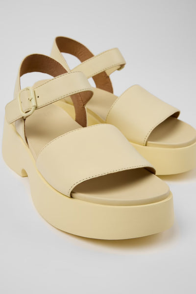Camper - Platform Leather Sandal in Butter Yellow