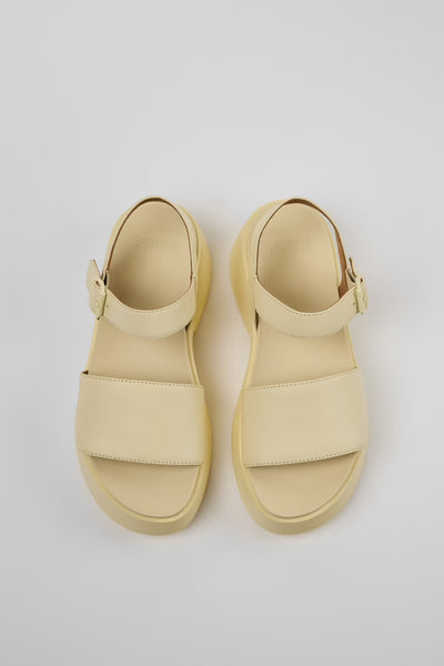 Camper - Platform Leather Sandal in Butter Yellow