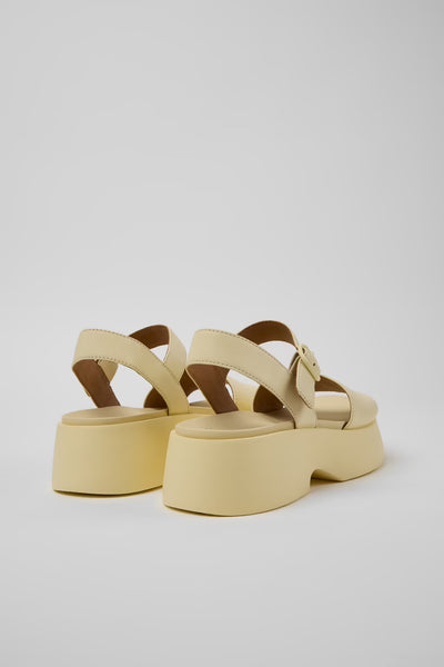 Camper - Platform Leather Sandal in Butter Yellow