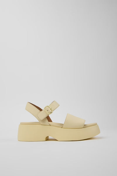 Camper - Platform Leather Sandal in Butter Yellow