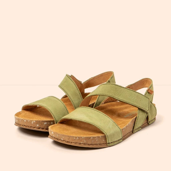 El Naturalista - Nubuck Cross Sandal in Lichen