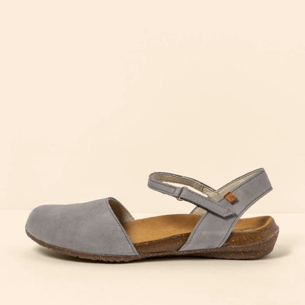 El Naturalista - Wide Closed Toe Sandal in Denim Nubuck