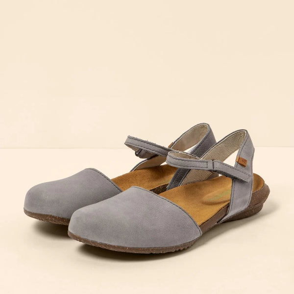 El Naturalista - Wide Closed Toe Sandal in Denim Nubuck