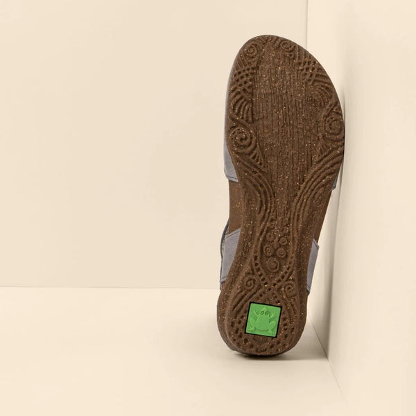 El Naturalista - Wide Closed Toe Sandal in Denim Nubuck