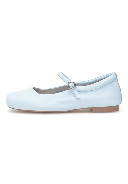 Woden - Mary Janes in Moonstone Blue Leather