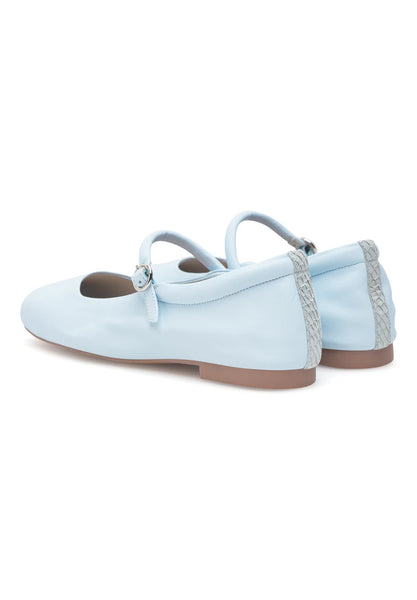 Woden - Mary Janes in Moonstone Blue Leather