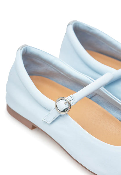 Woden - Mary Janes in Moonstone Blue Leather