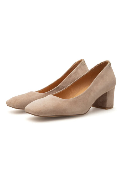 Woden - Taupe Suede Block Heels